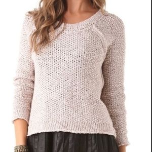 Free People Cable Knit Sweater Womens Small Beige Ranglan Long Sleeve Pullover